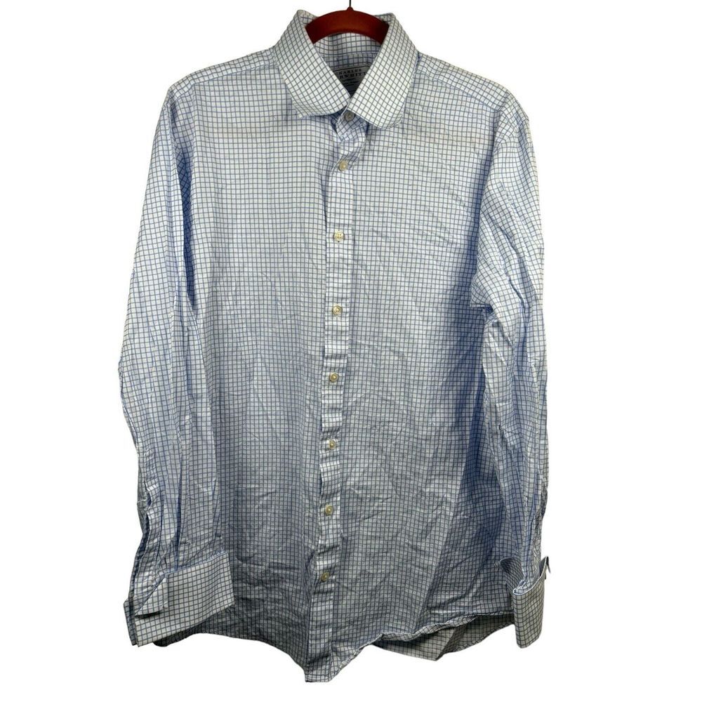 Charles Tyrwhitt Dress Shirt Mens 17/‎ 35 Blue  White Stripe Slim Fit Non Iron